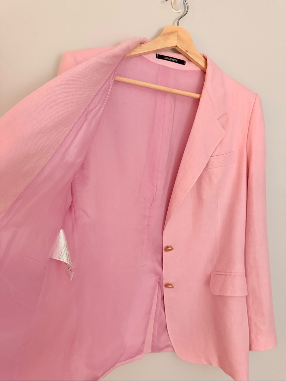 Tagliatore Pastel Pink 100% Linen Single-Breasted Blazer –Size M – Made in Italy